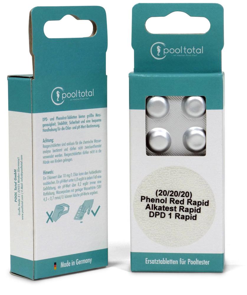 Pool Total SET> Refill-Pack für Tester Chlor, pH + Alkalinität (3x 40 Tabl.) PTO554433