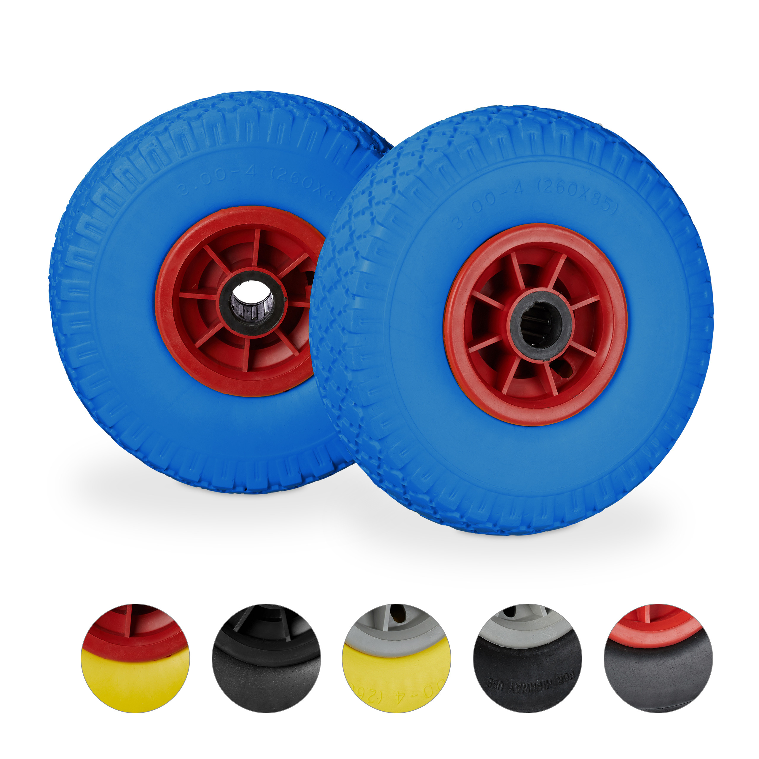 relaxdays 2 x Sackkarrenrad blau-rot