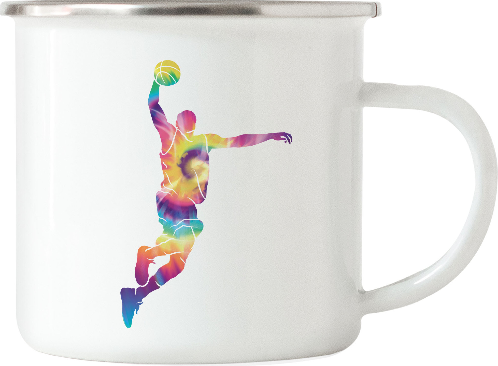 Hey!Print Basketball Emaille Tasse Sport Mannschaft Spieler Korb Teamsport Gewinner Ballsport Jersey Team Mannschaftssport HP-1788-E