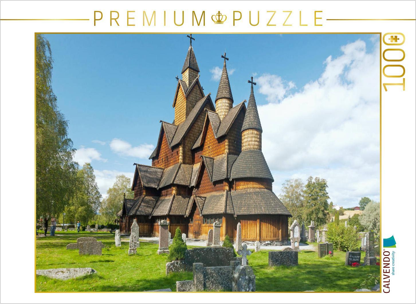 CALVENDO Puzzle Heddal Stabkirche | 1000 Teile Lege-Größe 64x48cm Foto-Puzzle für glückliche Stunden
