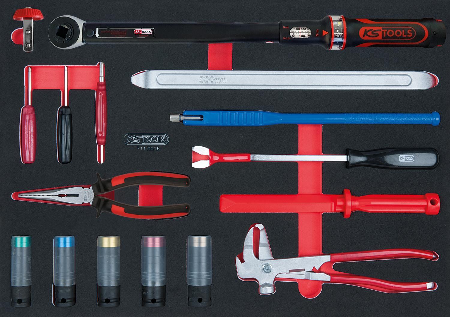 KS Tools SCS Reifendienst-Werkzeug-Satz, 16-tlg in 1/1 Systemeinlage 711.0016