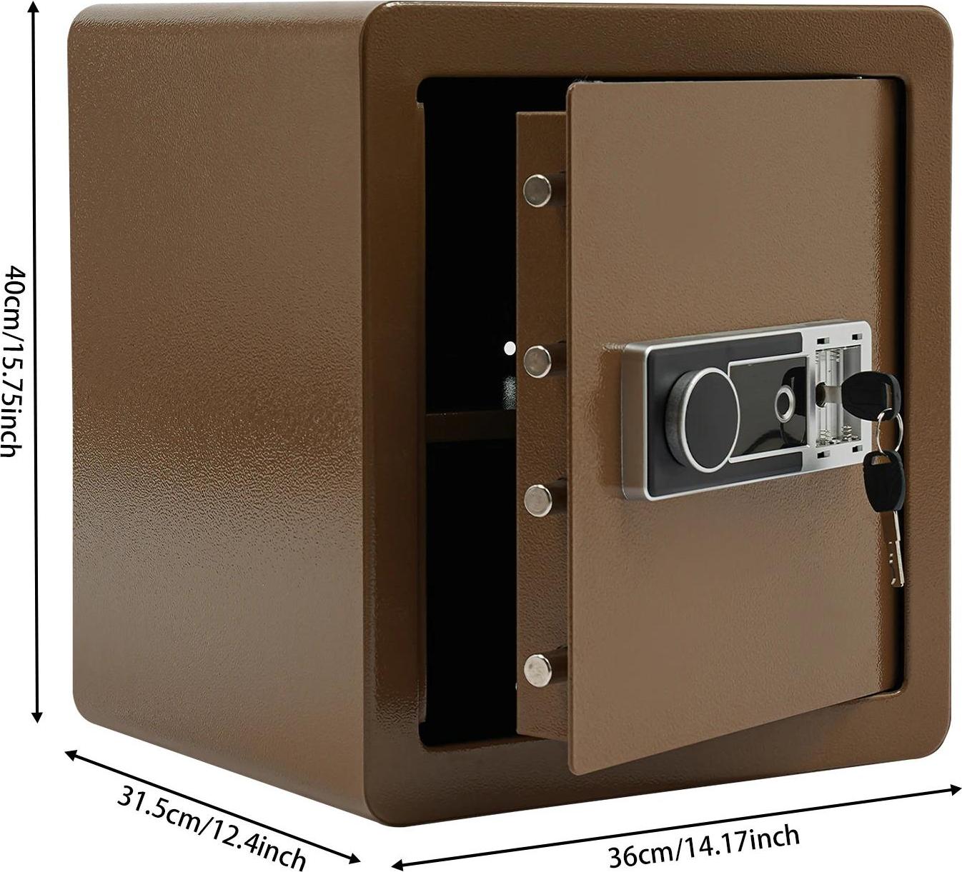 StarTech Fingerabdruck-Tresor - Digitaler Safe - 45 L Volumen - Speichert 16 Fingerabdrücke - Öffnung: Fingerabdruck/Notschlüssel - 36×31,5×40 cm - Coffee Gold