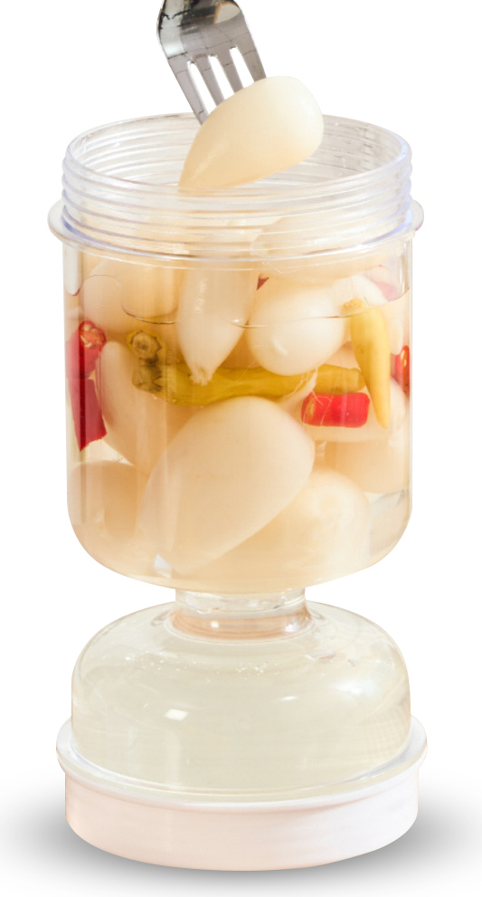 KKmoon Sanduhrglas fuer eingelegte Gurken und Oliven mit Sieb zum Trennen von Gurkensaft aus nassen und trockenen Lebensmitteln, Aufbewahrungsbehaelter fuer eingelegte Gurken/Oliven/Gurken/Jalapeno