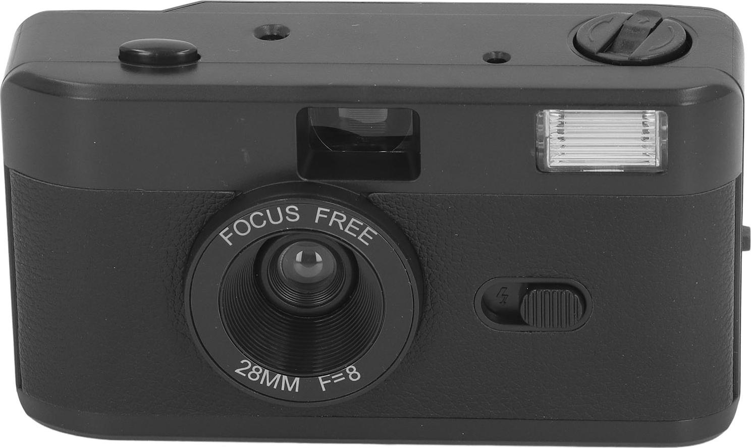 Lixada 35-mm-Filmkamera Wiederverwendbare, leichte Vintage-Kamera Integrierter Blitz mit 28-mm-Objektiv (F/8) Verschlusszeit 1/120 s Schwarz K_2214240042311_260123_54494