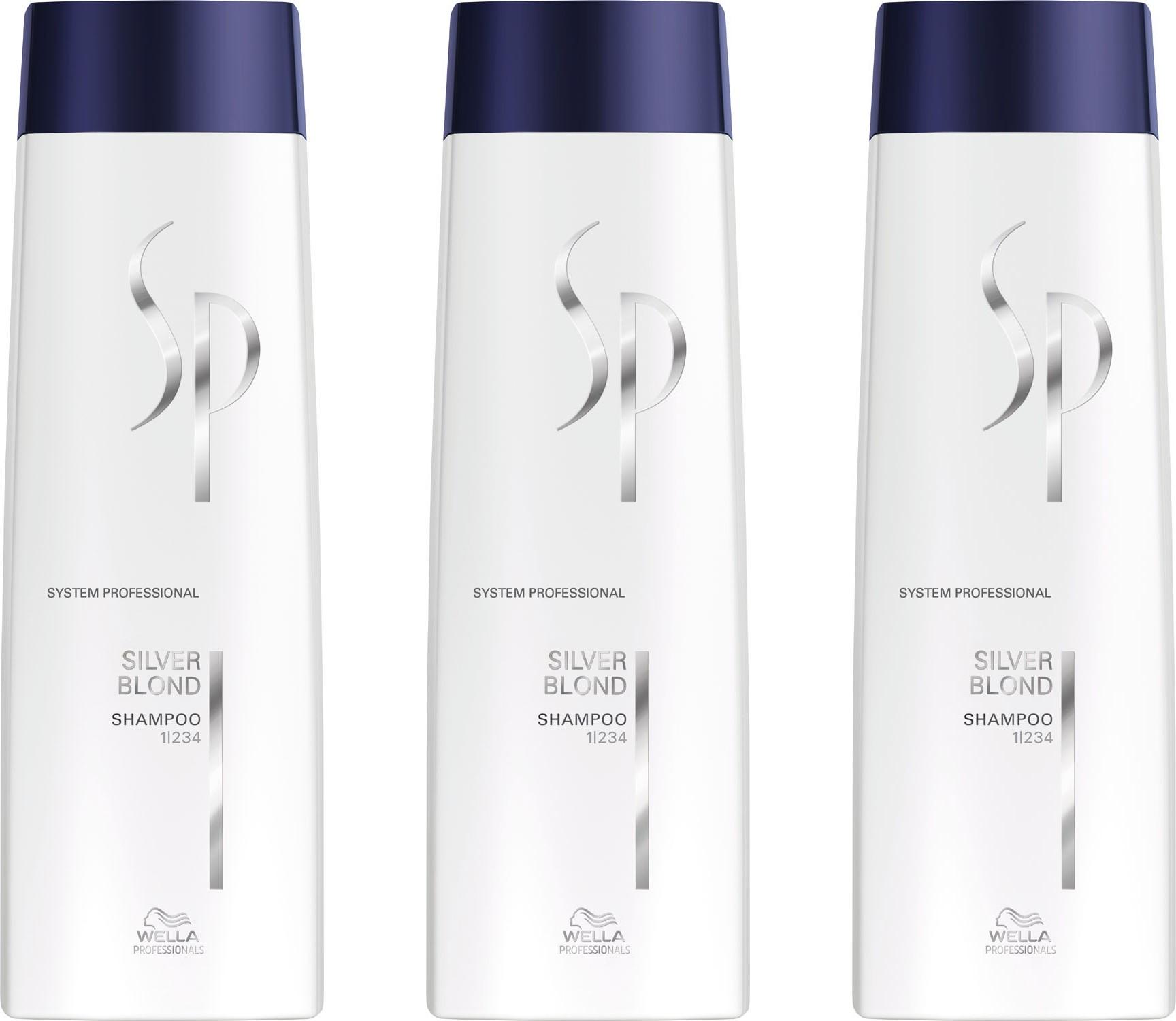 Wella Silberblond Shampoo für kühle Nuancierung bei blondem und grauem Haar, 3x250 ml