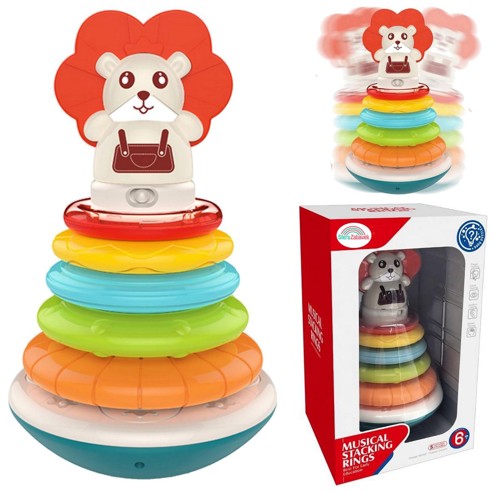 Sferazabawek Musikalische Stapelringe Tier-Turm Baby-Spielzeug mit Licht & Sound 5633
