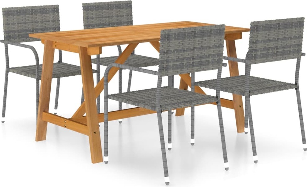 The Living Store 5 ks Záhradný jedálenský set sivý