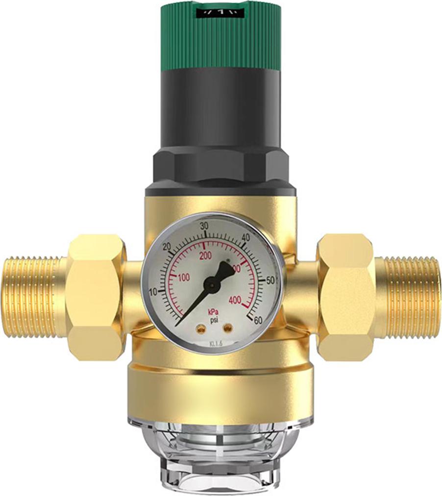 Slyrun Druckminderer 3/4 Zoll Wasser, Druckminderer mit Manometer und Sieb, Trinkwasserdruckmesser, Gartenwasserdruckminderer mit Wasserdruckmesser KAUF-QYSP-HT1475-017