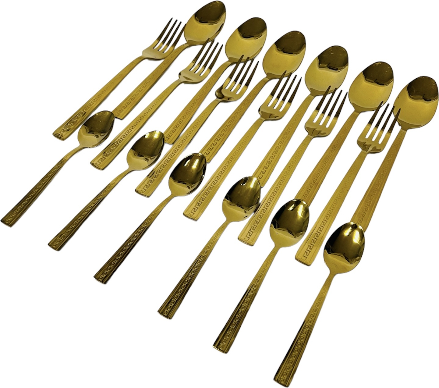 Bavary 18-teiliges Goldbesteck Dessertbesteck Mäander Luxus Besteck 6 Personen Versac