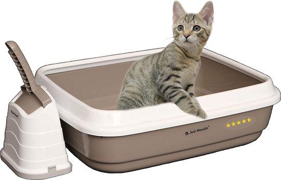 OEM Kattentoilet mit Rand, 40 x 50 x 15 cm, Set mit Streuwerkzeug und Hygienekasten, umweltfreundlich, Weißgrau 2026