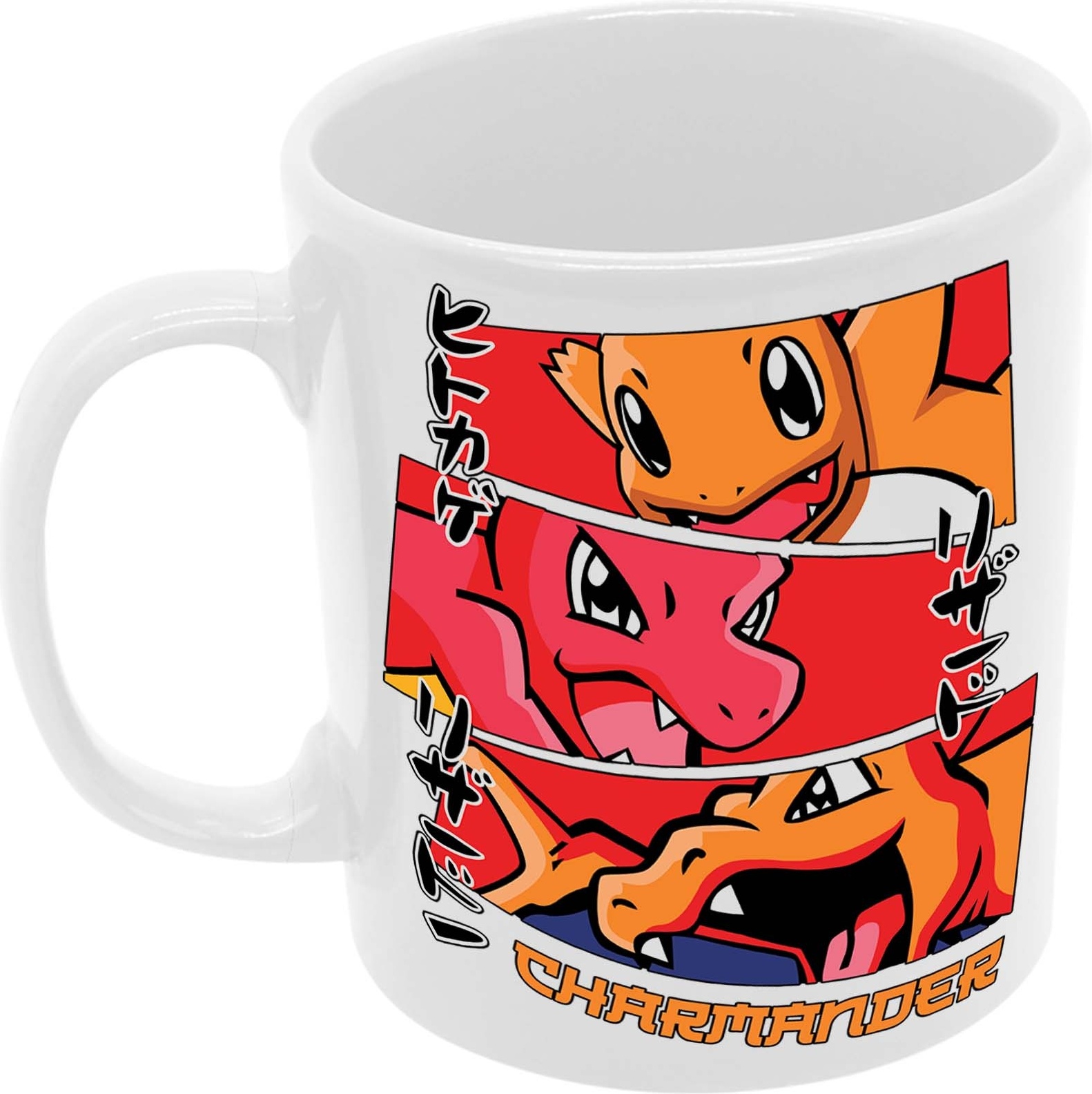 Charmanderstagesv6-07 Hrnček Dar Tasse Mug Anime Manga Japan Animation Pokemon Pikachu Ash Charizard Arbok Charmander Meowth Squirtle, Biely 330 ml