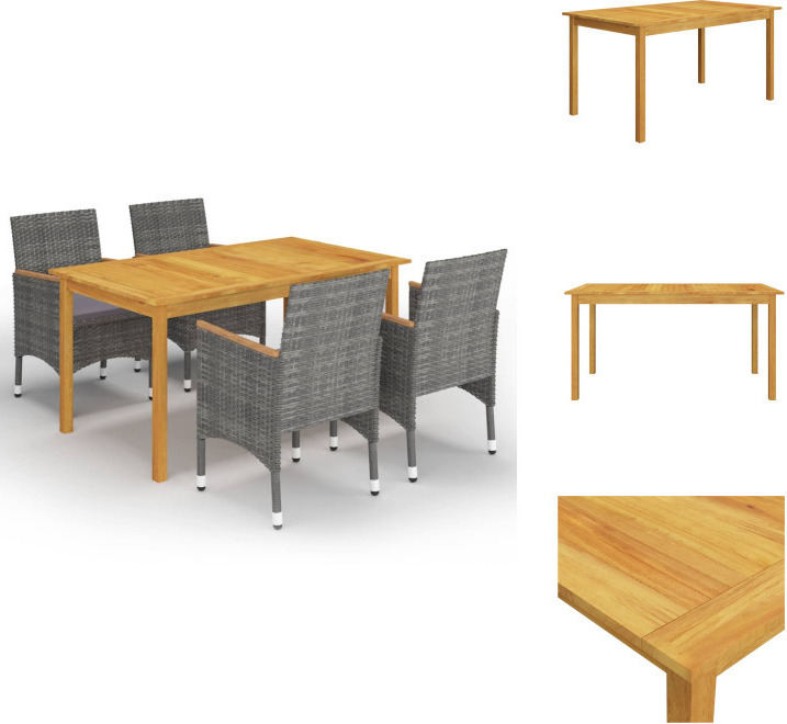 vidaXL 5-dielny záhradný jedálenský set sivý - Záhradné nábytkové zostavy