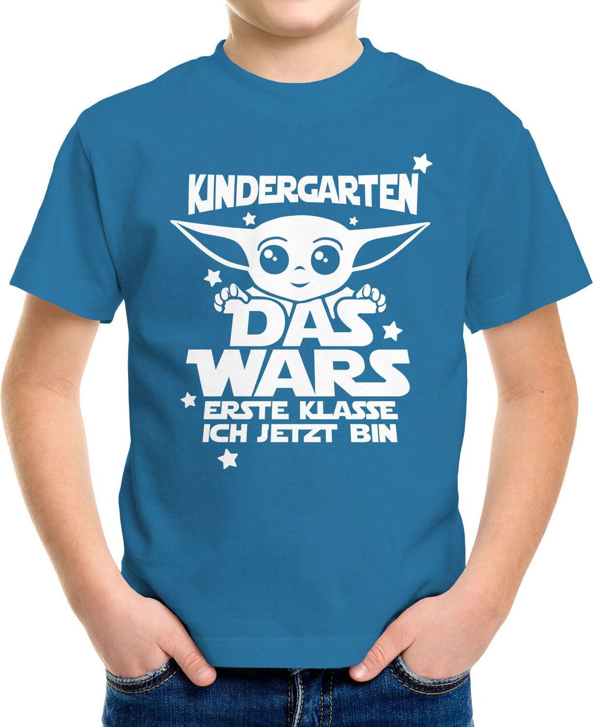 MoonWorks Kinder T-Shirt 'Bye Bye Kindergarten' – Einschulungsgeschenk, 100% Baumwolle