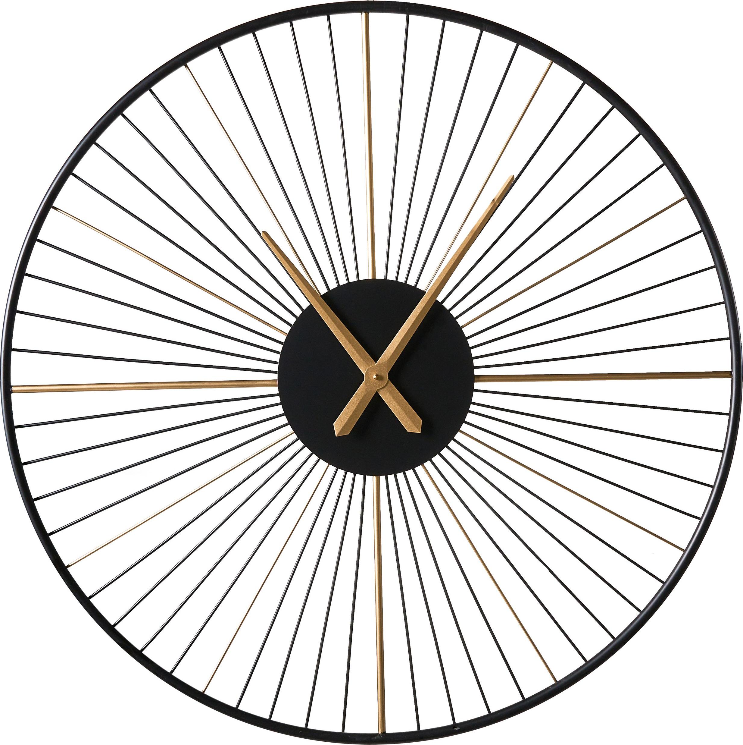 BELIANI Wanduhr Schwarz Metall Rund 80 cm mit Zeigern Batteriebetrieben Modern Loft Design Uhr ohne Indizes Sekundenzähler 668876