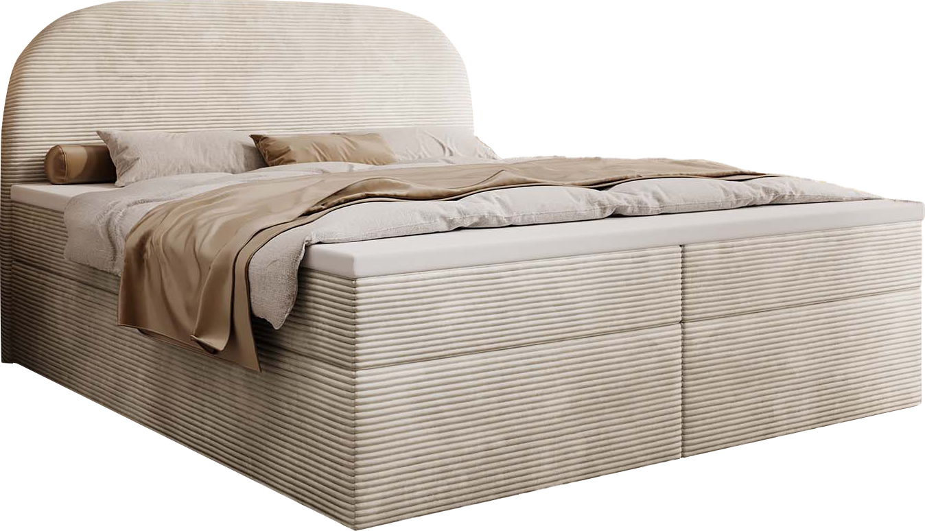 MyBed Zen box spring bed Čalúnená posteľ Čelo postele Úložný priestor 200x200 Bonnell matrac H3 Topper Creamy Poso38