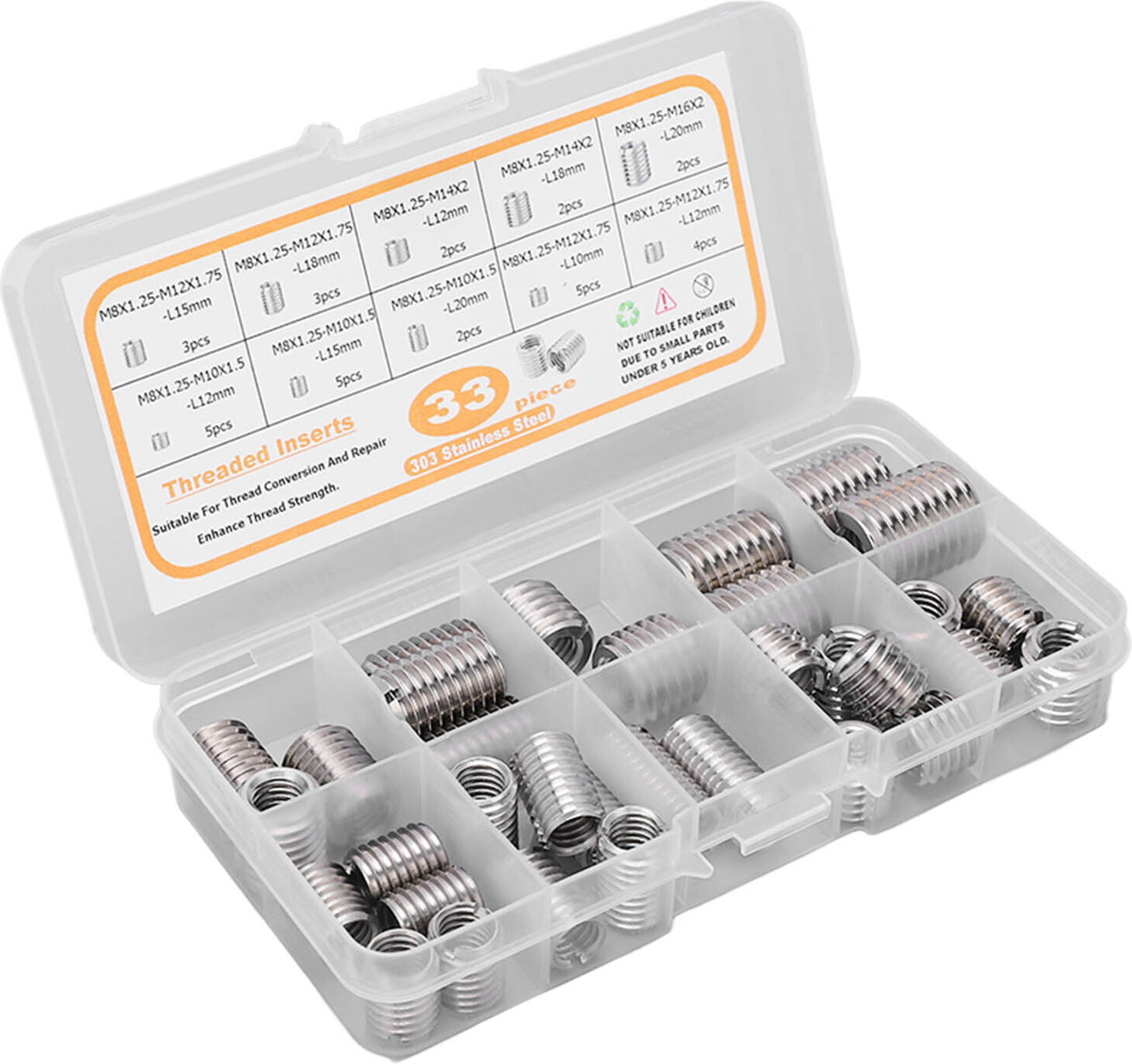 Cocosity Gewindeeinsatz,Reparaturgewindeeinsätze,Gewindeeinsätze aus Edelstahl,Gewindereduziermutter,Gewindeeinsatz-Sortiment,Gewindereparaturhülsen