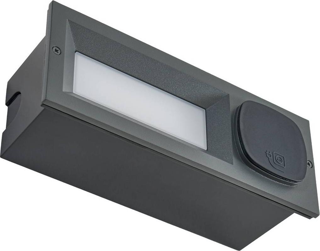 Lucande LED-Wandeinbaulampe Lachlain, anthrazit, Steckdose 10046904