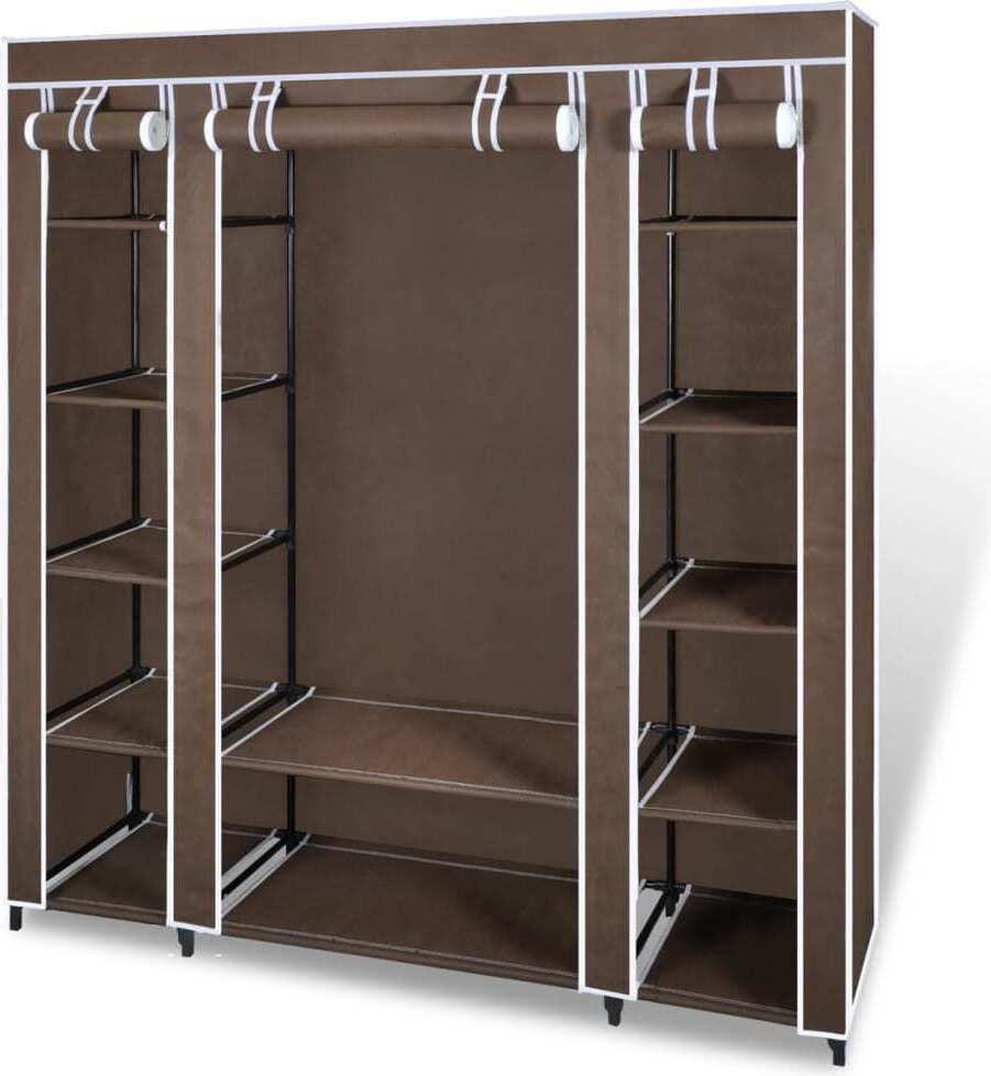 vidaXL Stoffschrank mit Fächern und Stangen 45×150×176 cm Braun - Stoffschrank - Stoff Schrank - Kleiderschrank - Schrank HL240496