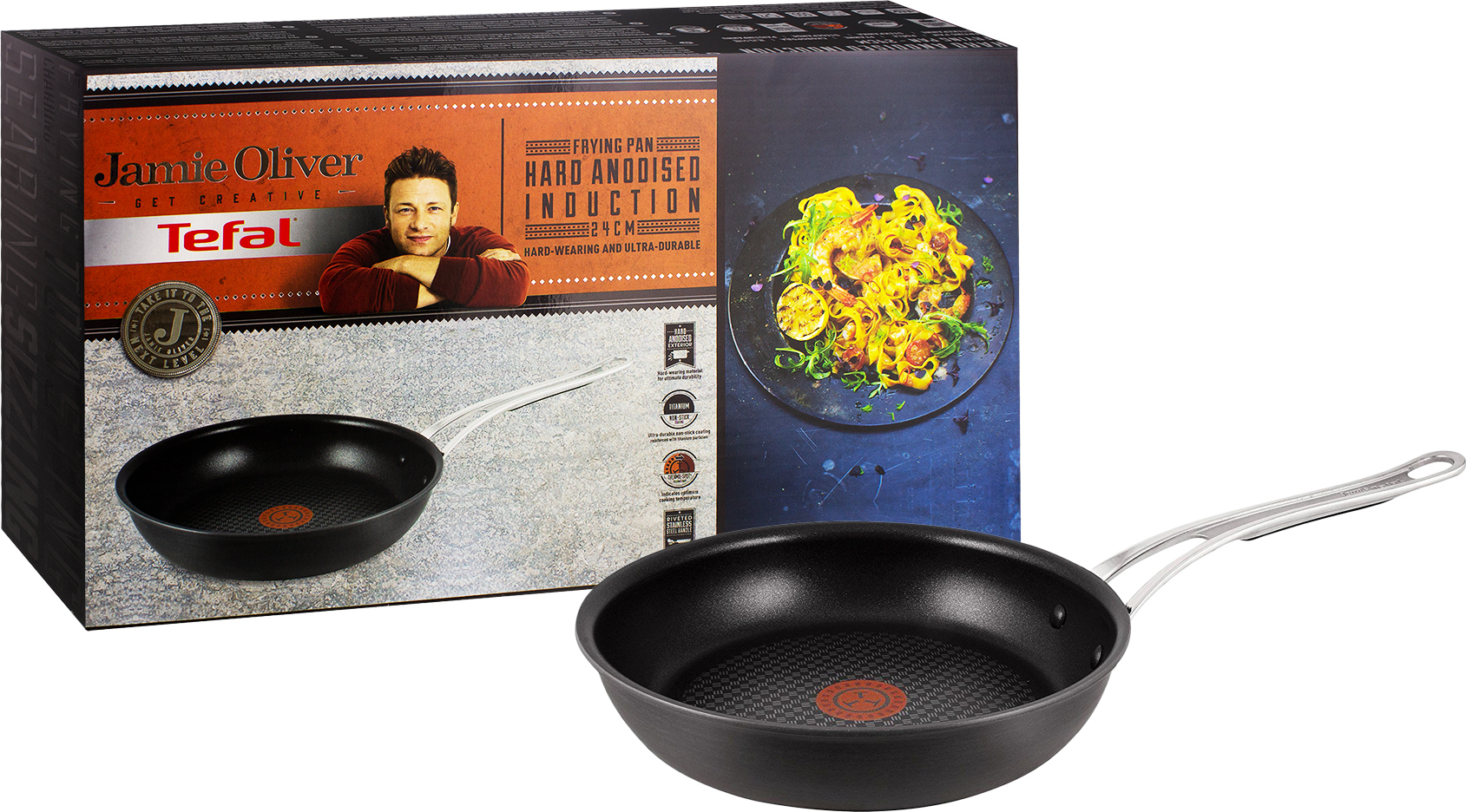 Rachael Ray 81156 - Padella in alluminio anodizzato duro, alluminio, Gray With Light Blue Handles, 10.25 Inch