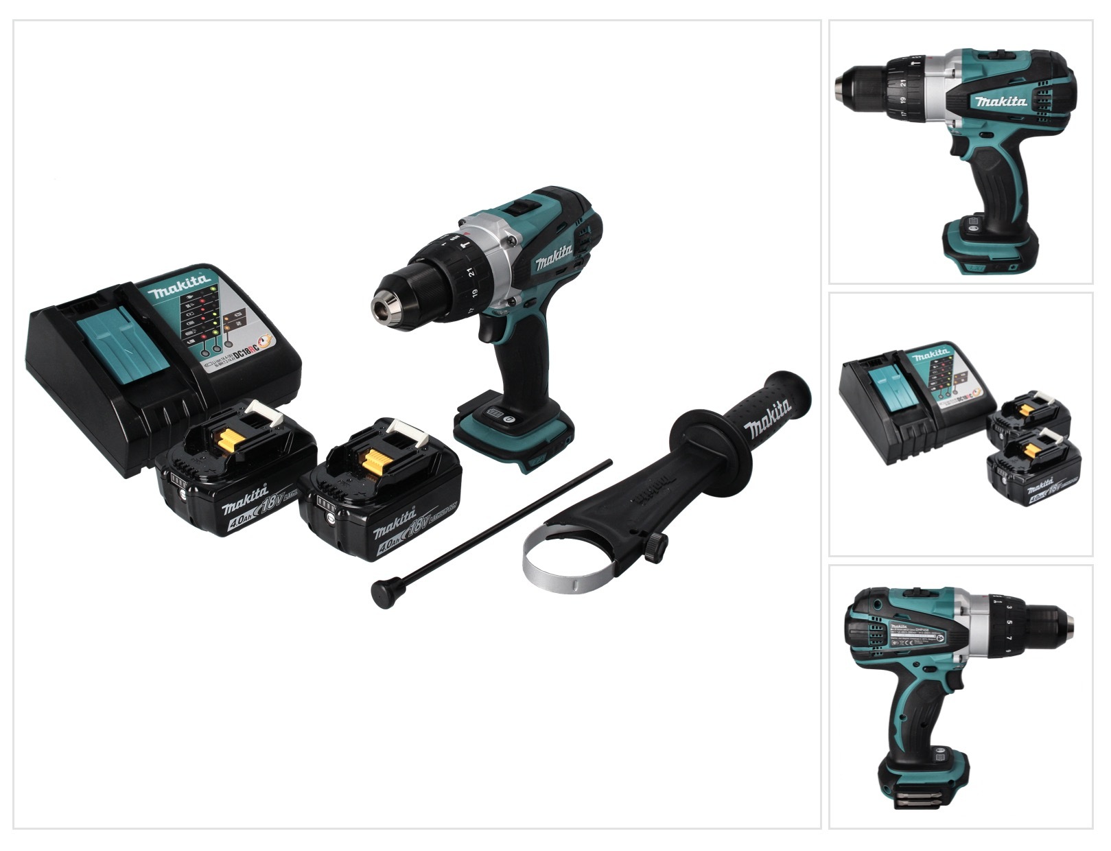 Akumulátorová príklepová vŕtačka Makita DHP 458 RM 18 V 91 Nm + 2x akumulátor 4,0 Ah + nabíjačka