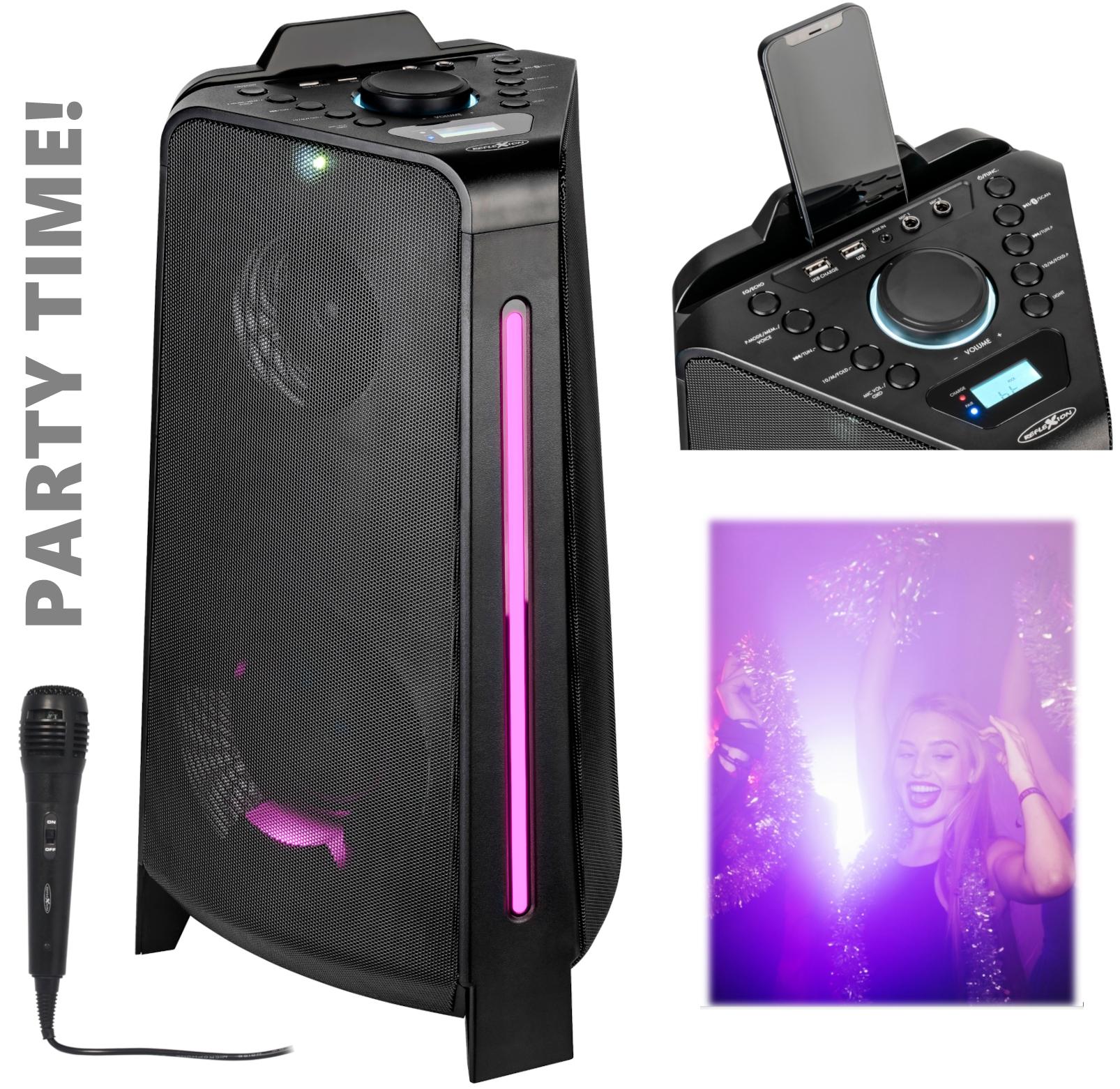 Reflexion PS100BT BT Disco Lautsprecher sw UKW Karaoke 800W Musik AUX USB 1