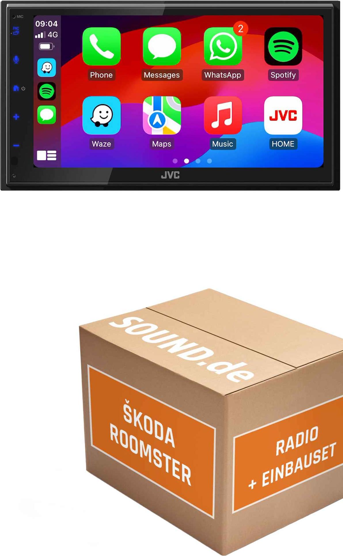 Autoradio Einbaupaket JVC KW-M695DBW passend für Skoda Roomster 5J + Rückfahrkamera statisch | CarPlay Wireless Android Auto Wireless Image