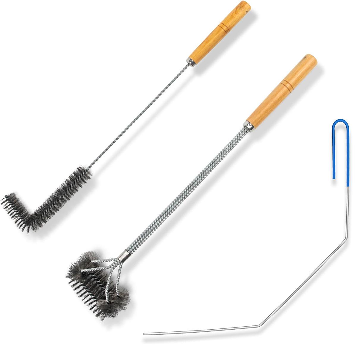 Dopwii 3-teiliges Friteusen-Reinigungsset aus Edelstahl, bestehend aus Friteusenbürste für den Frittierkorb, L-förmiger Friteusenbürste und Reinigungsstab für die Fritteuse KAUF-TRAD-HC2471-029