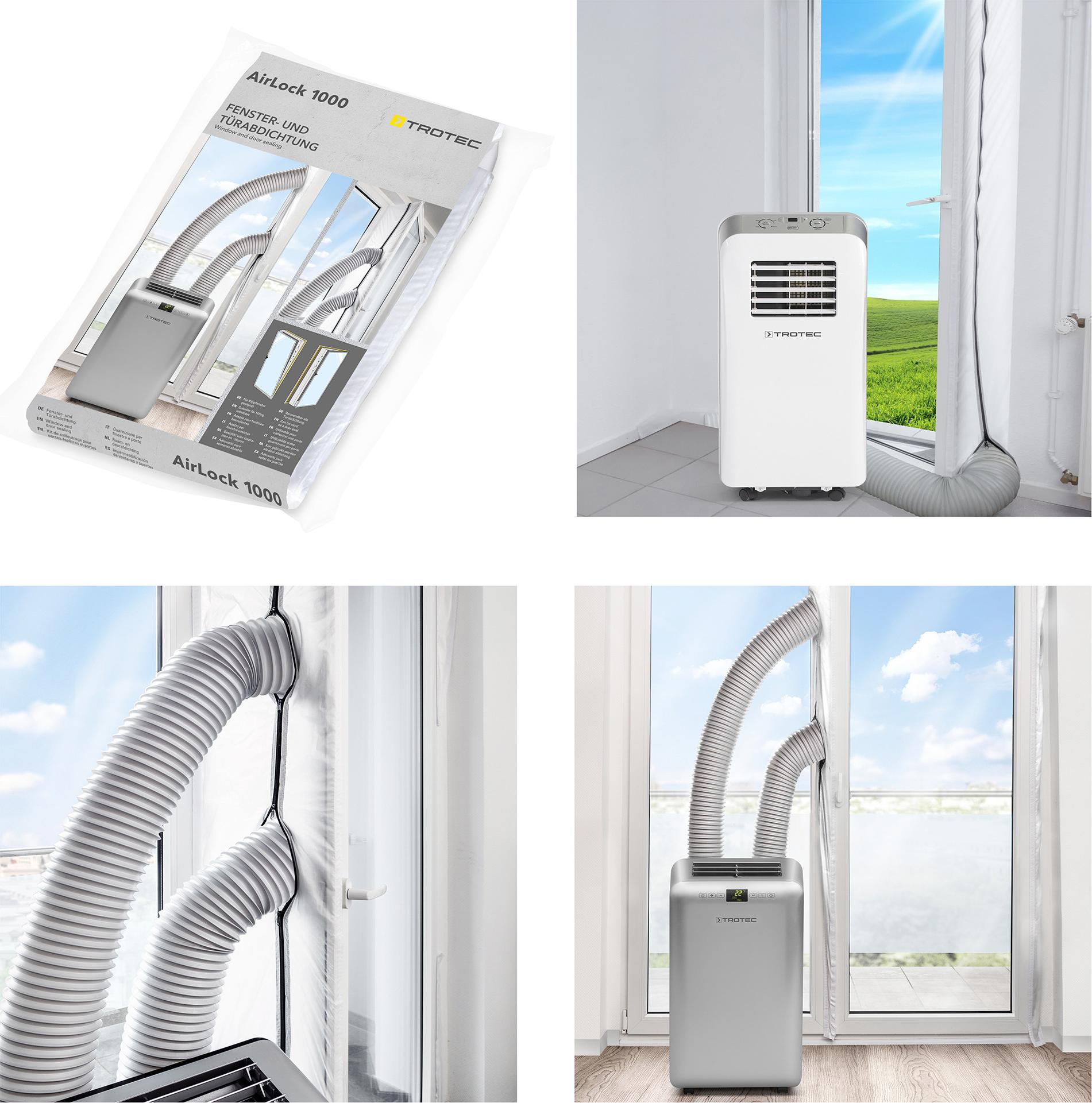 TROTEC AirLock 1000 Tür- und Fensterabdichtung für Mobile Klimageräte, Klimaanlagen und Ablufttrockner Hot Air Stop 6100002004
