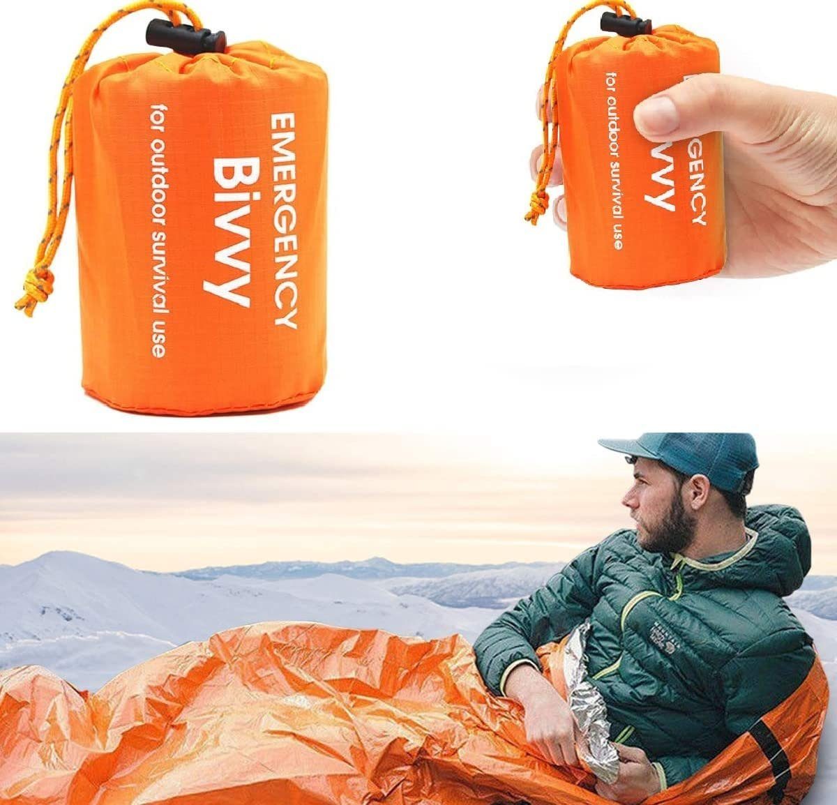 Groß Rettungsdecke Orange Biwaksack Survival Schlafsack Kälteschutz 