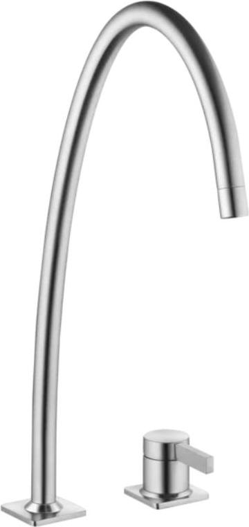 KWC Küchenarmatur aus Edelstahl mit zwei Löchern | Schwerkraftauslauf für die Küche | 150° schwenkbarer Auslauf, 360° ausziehbar FW000976
