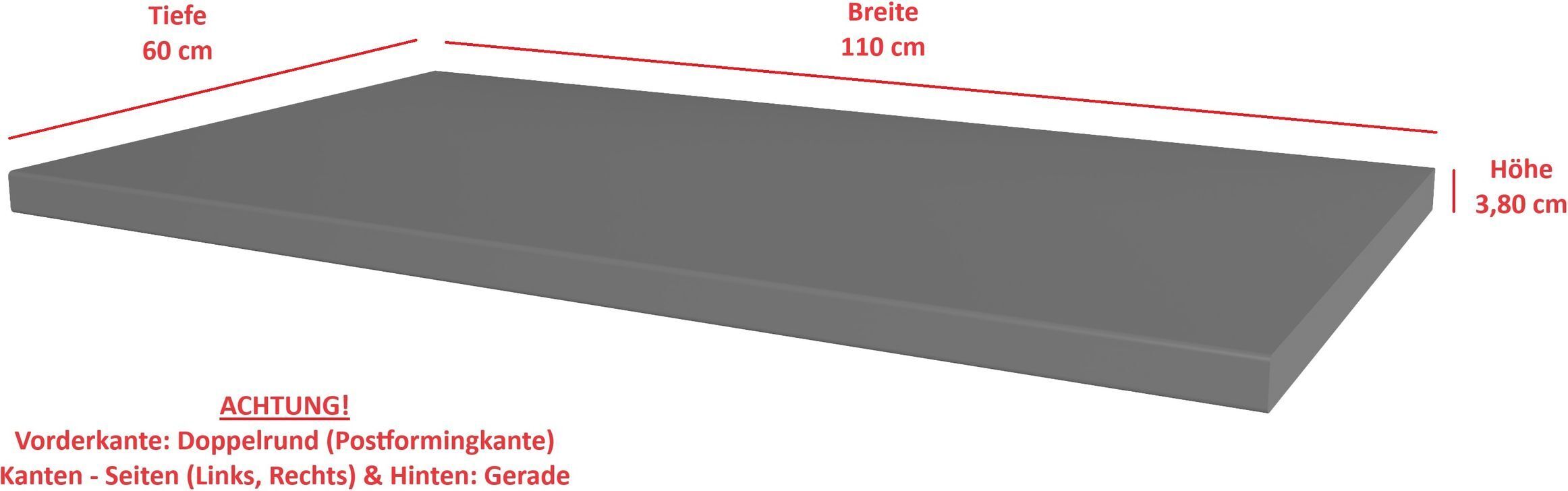 Küchenpreis-Bombe Arbeitsplatte 110cm 38mm Anthrazit matt Küche Nessa Scandi Old Style Ava-AR Luna