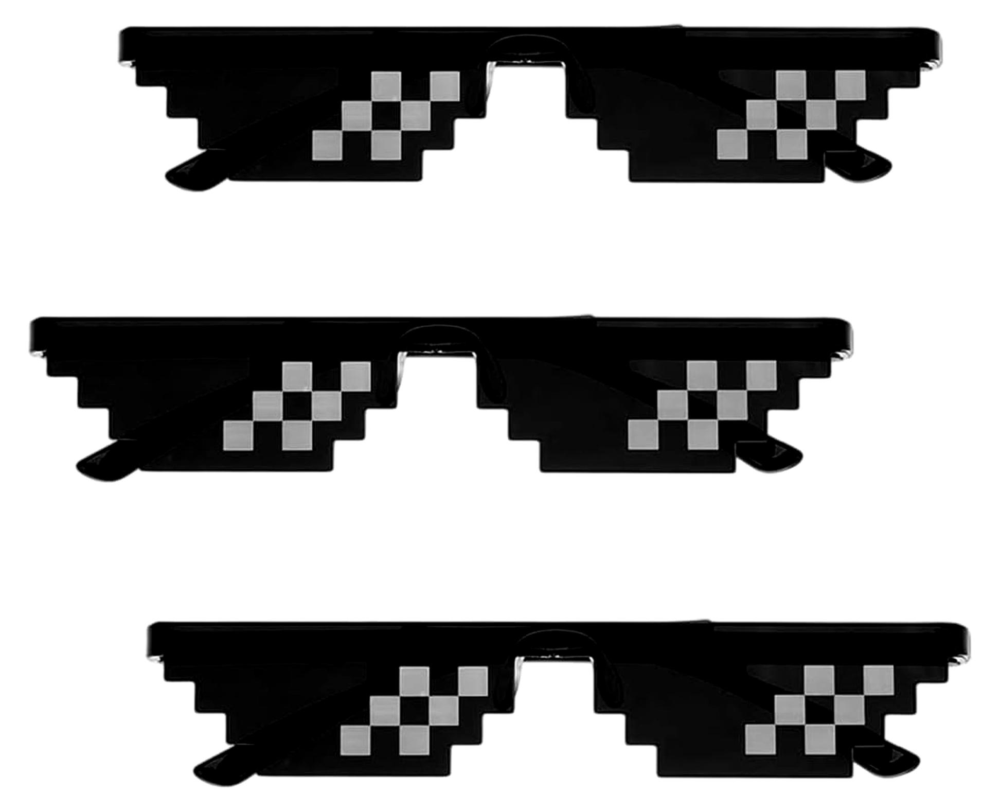 Markenlos 3 Stück Lustige Pixel Sonnenbrillen Mosaikbrillen Uni Partybrillen