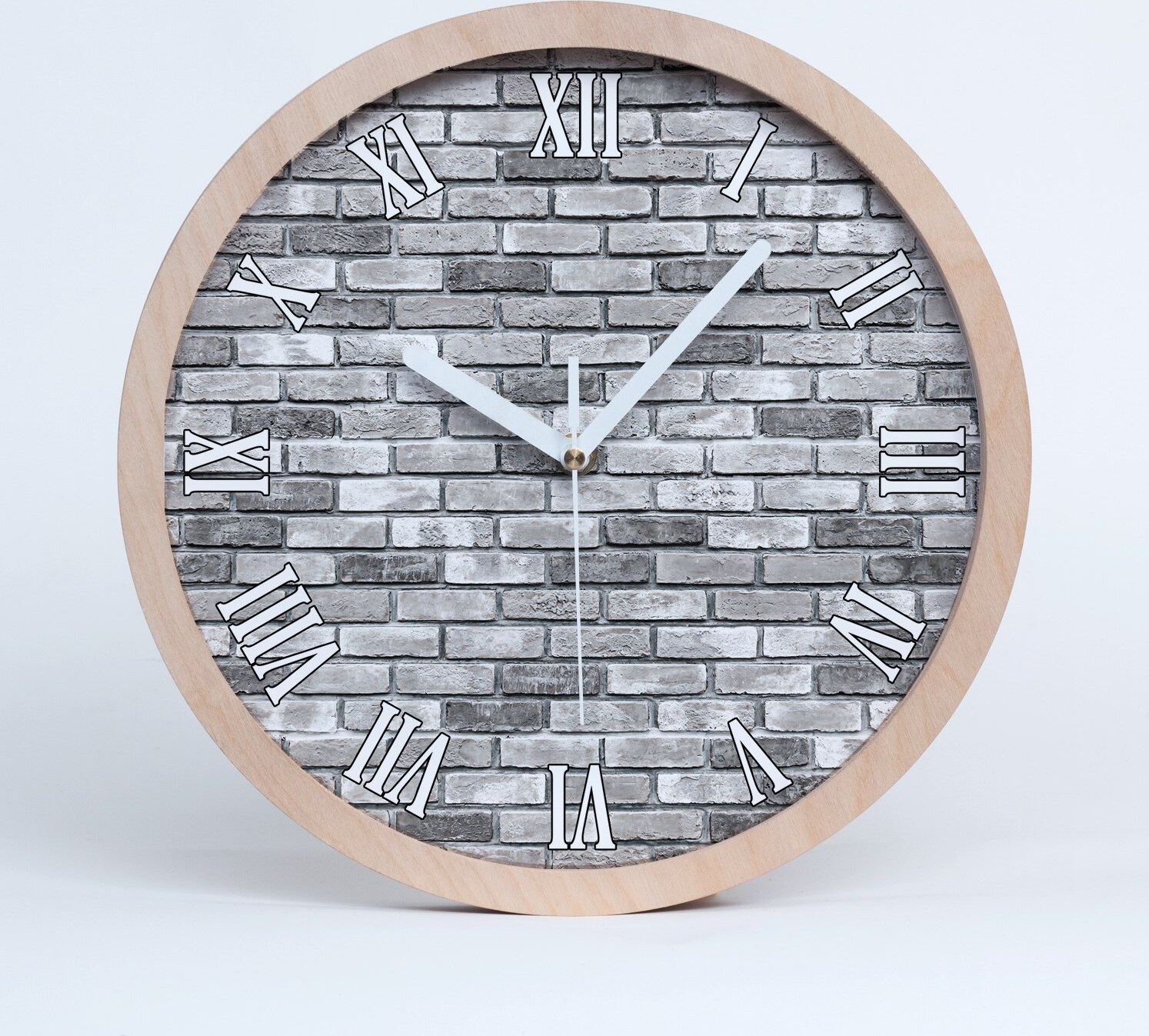tulup Holzuhr 25fi cm wanduhr - weiße Spitzen - Ziegelwand zdo-25-b-96615467