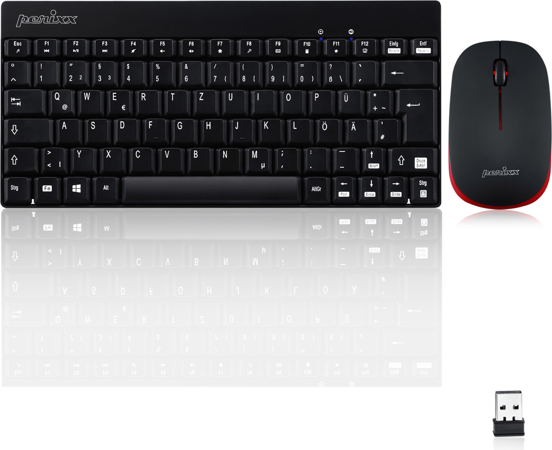 Perixx PERIDUO-712BDE USB Keyboard and mouse set German, QWERTZ Black PERIDUO-712 DE B