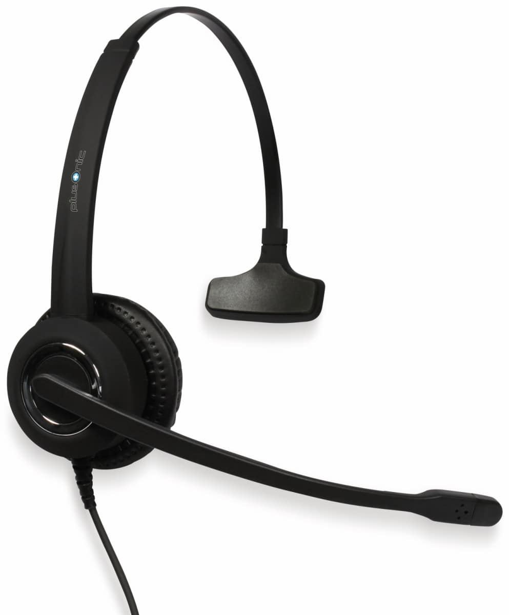plusonic 187938 6337-10.1P - Slúchadlá s mikrofónom (USB, mono, drôtové), čierne
