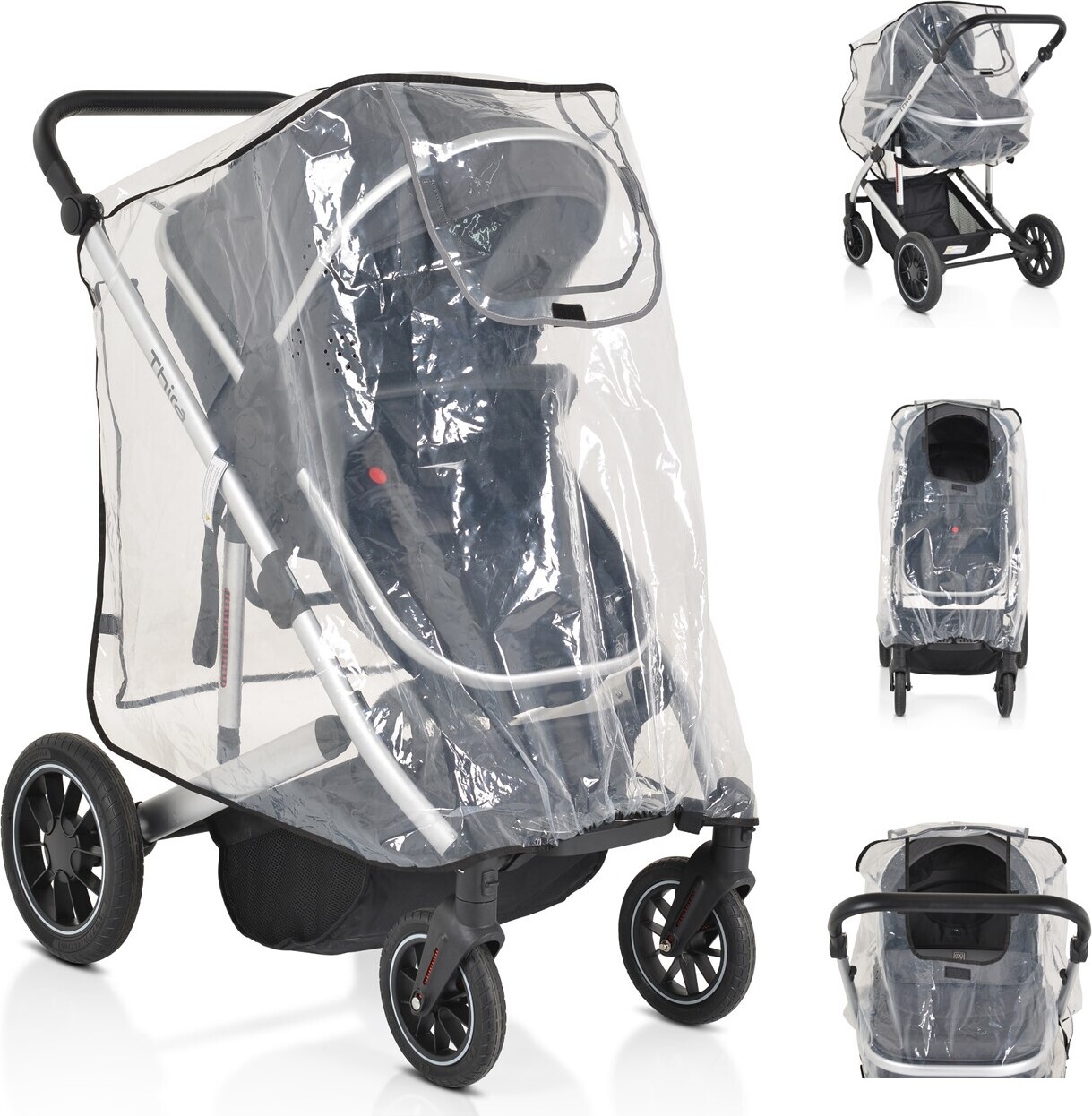 Moni Kinderwagen-Regenschutz Bimbro universal, Belüftungslöcher, für Einsitzer transparent 100757