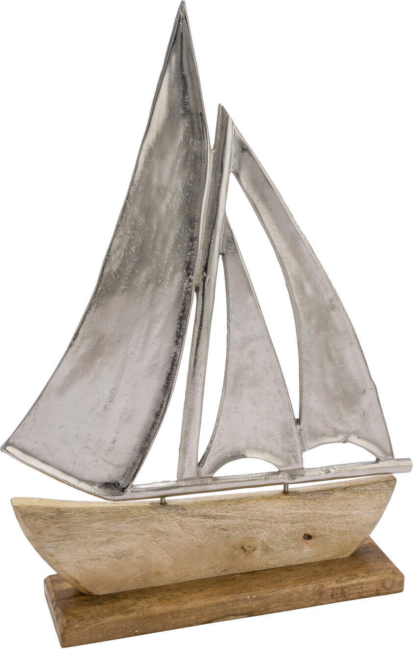 Com-four Voilier Décoratif Métal Et Bois De Manguier - Présentoir Maritime Élégant