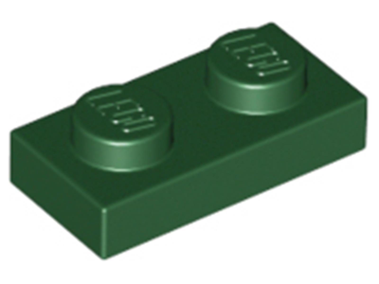 Lego® 50x 1x2 dosky 3023 - Doska Dunkelgrün - tmavozelená