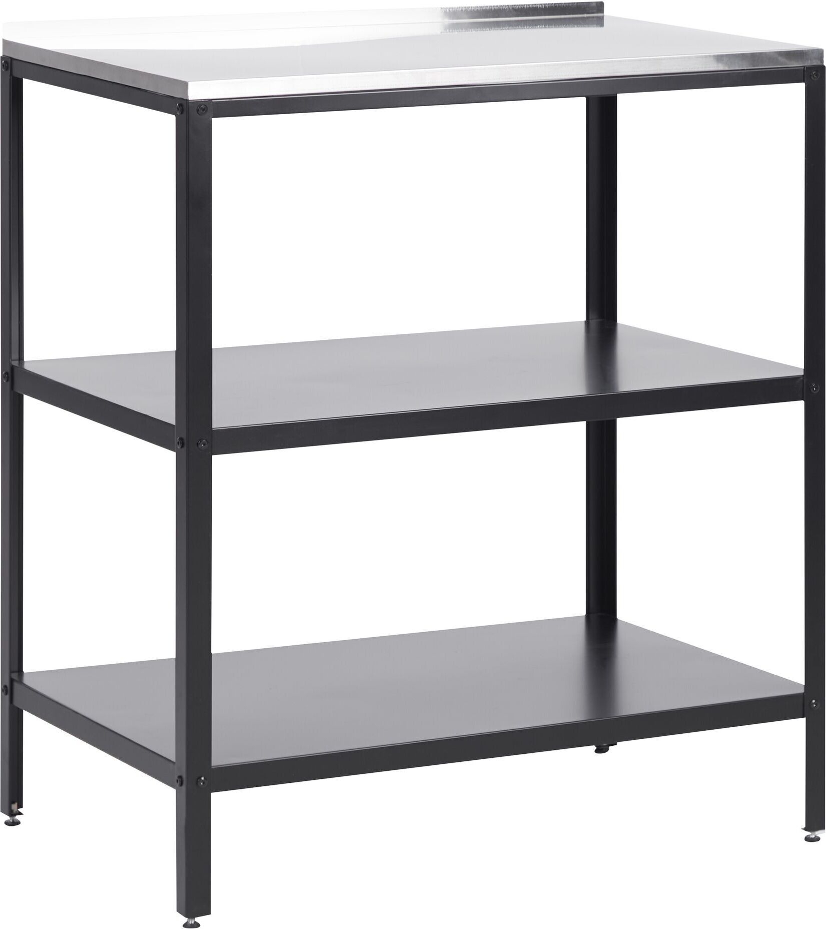 BELIANI Vonkajší kuchynský ostrovček čierna nerezová oceľ 80 x 50 x 92 cm 2 police s vrchnou časťou záhradná kuchyňa jedáleň