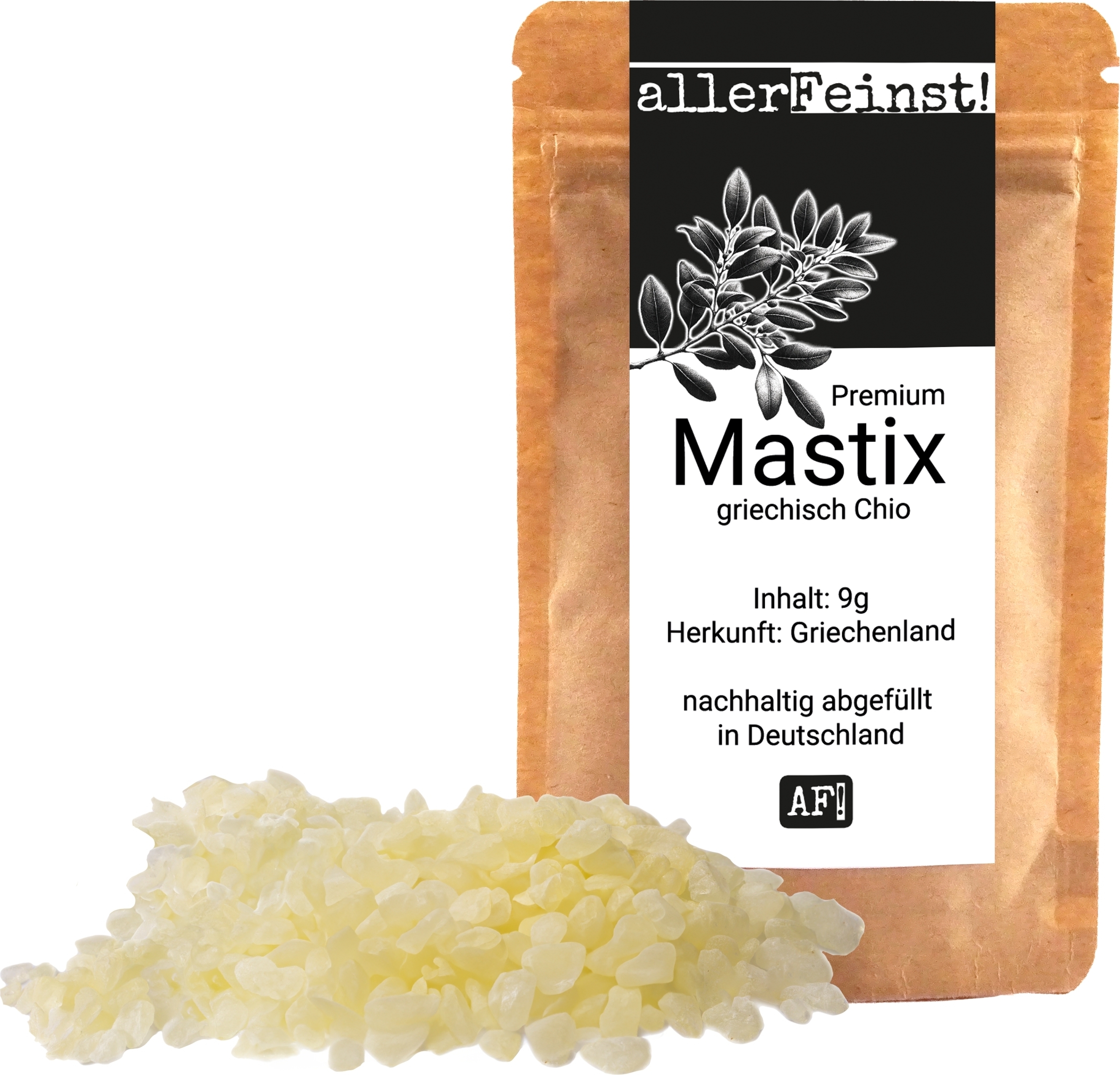 allerFeinst! Mastix Tränen Chios Mastiha - für z.B. Tsoureki Griechisches Osterbrot - Mastixharz, Mastic Gum, Masticha, Mastika - 9g