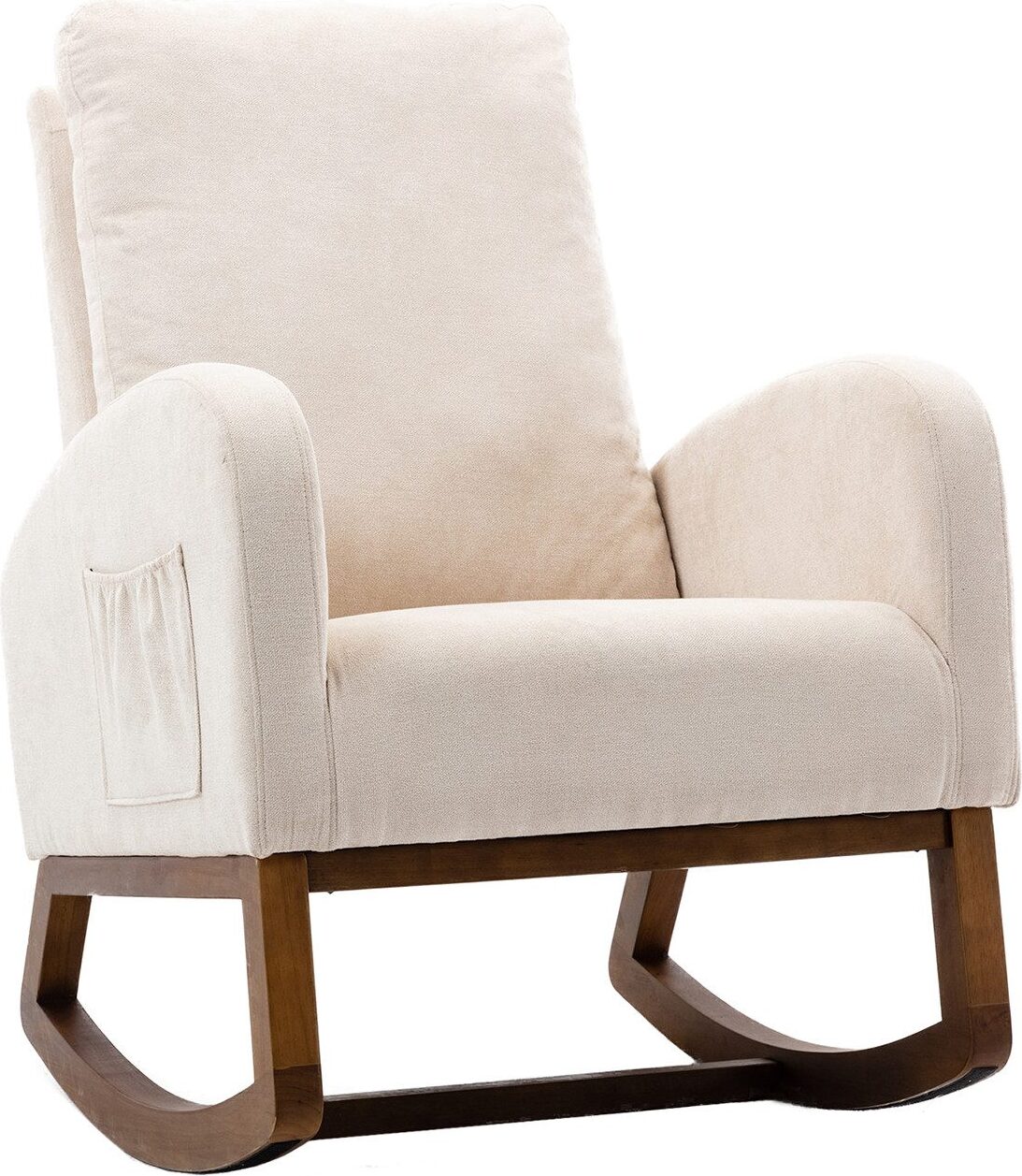 Gotagee Weichen Schaukelstuhl Kinderzimmer Stuhl gepolstert hohen Ruecken Wohnzimmerstuhl Schlafzimmerstuhl Freizeit Sofa Beige Teddystoff Chair-W2845P227887