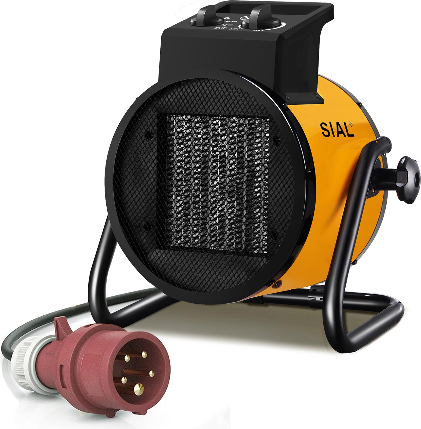 SIAL 5000W keramický stavebný ventilátor a sušič s ochranou proti prehriatiu - Na stavenisko, do domu, dielne, garáže - žltý