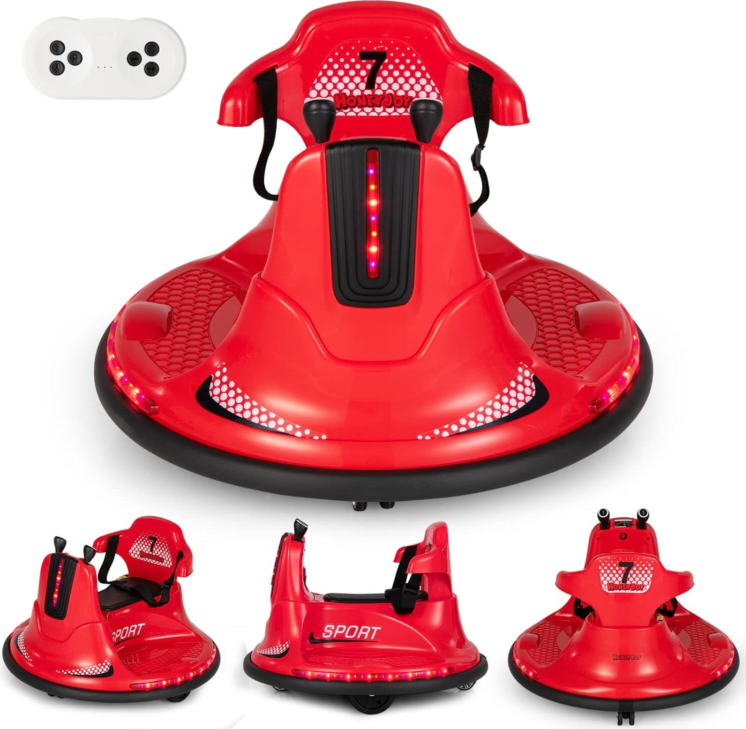 RELAX4LIFE Autoscontro Elettrico per Bambini da 6V con Telecomando, Musica, 3-6KM/H, Cintura Regolabile, Luci LED, 360 Gradi, Funzione di Avvio Lento, Portata 25KG,3-7 Anni (ROSA