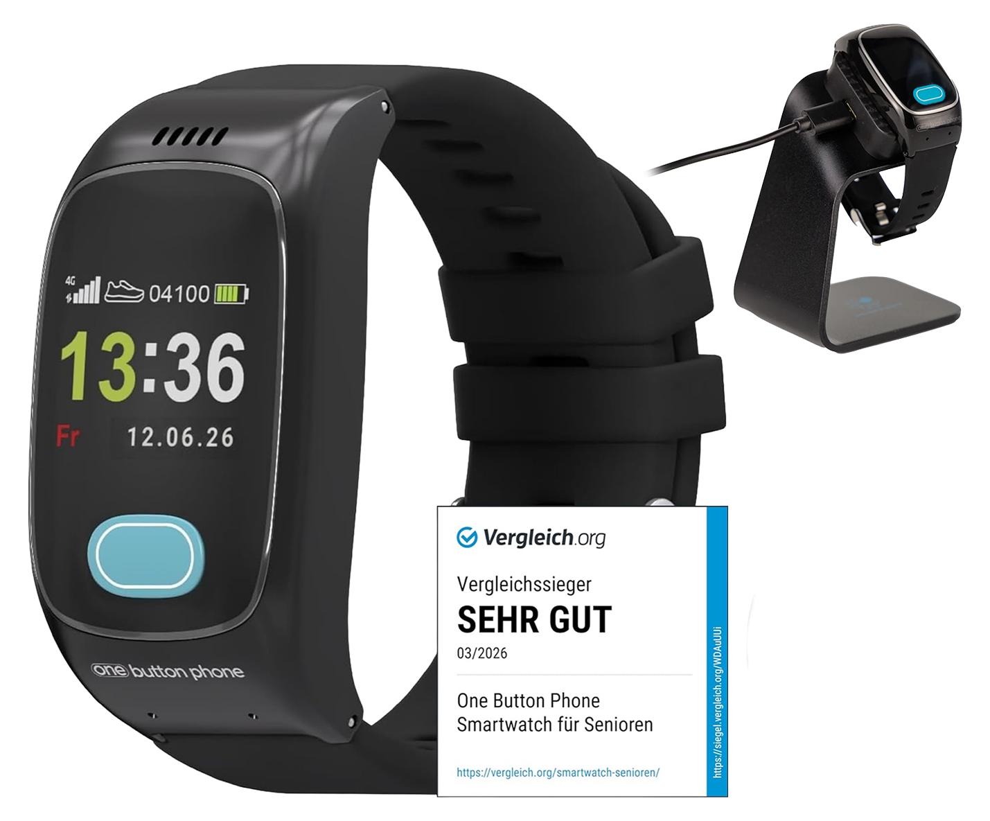 One Button Phone Notfallarmband GPS & SOS Notruf mit Sturzerkennung AD245bl-SET