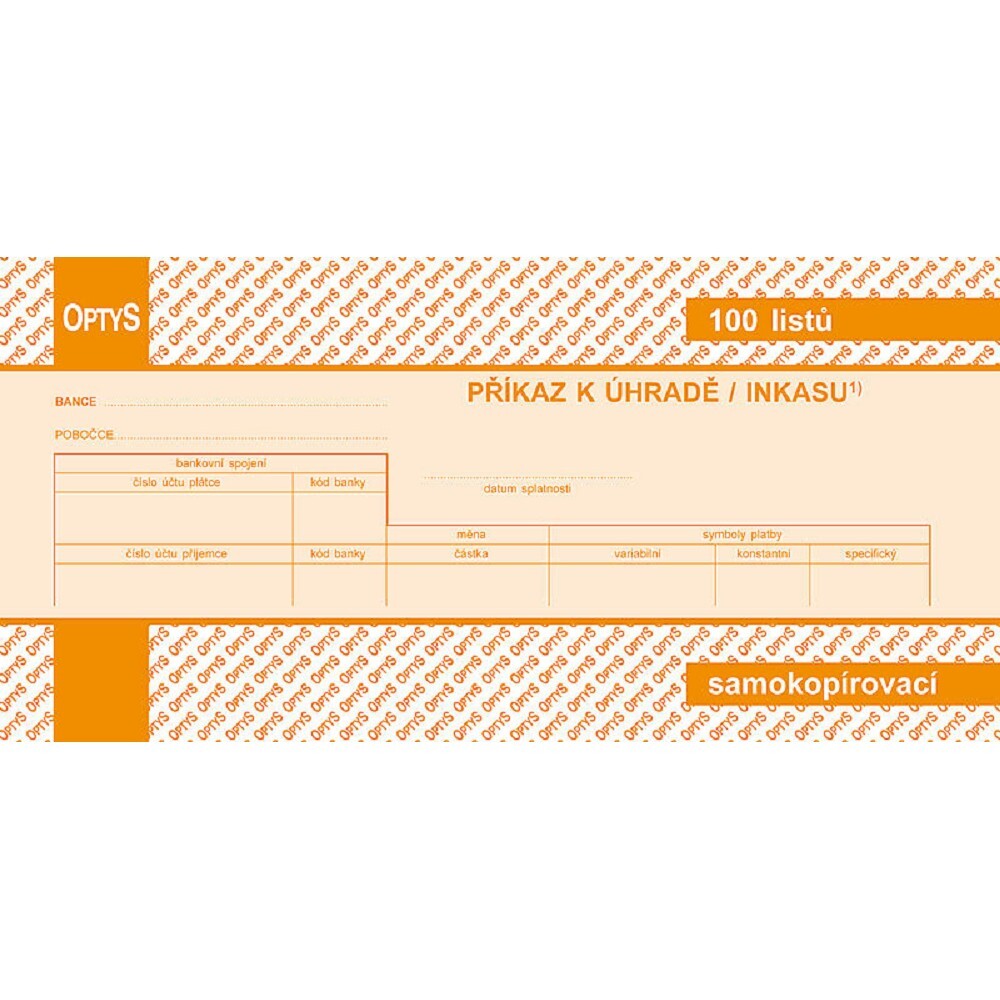 OPTYS 1109 - Zahlungsauftrag einzeln, 21x10cm, 100l, NCR 290