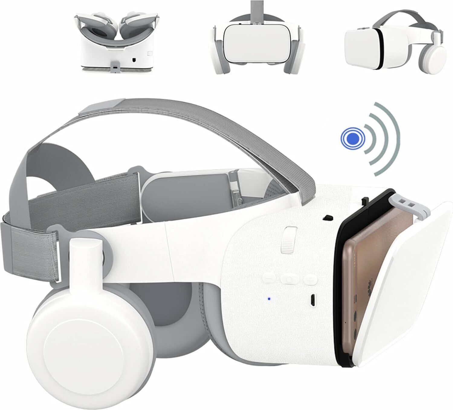 Bluetooth VR headset pre iPhone/Samsung telefón, 3D okuliare pre virtuálnu realitu s bezdrôtovým diaľkovým ovládaním, VR okuliare pre filmy a hry Android IOS