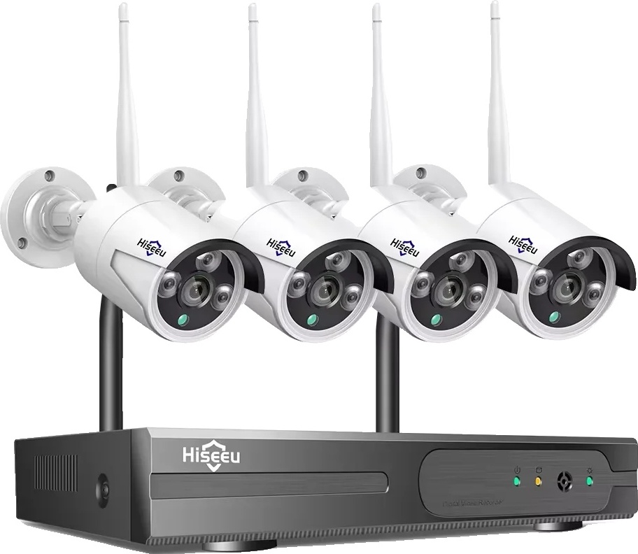 Hiseeu Bezdrôtový kamerový systém, 10CH NVR, 4 kamery, detekcia AI humanoidov, 16CH 4PCS 3MP kamera, žiadne