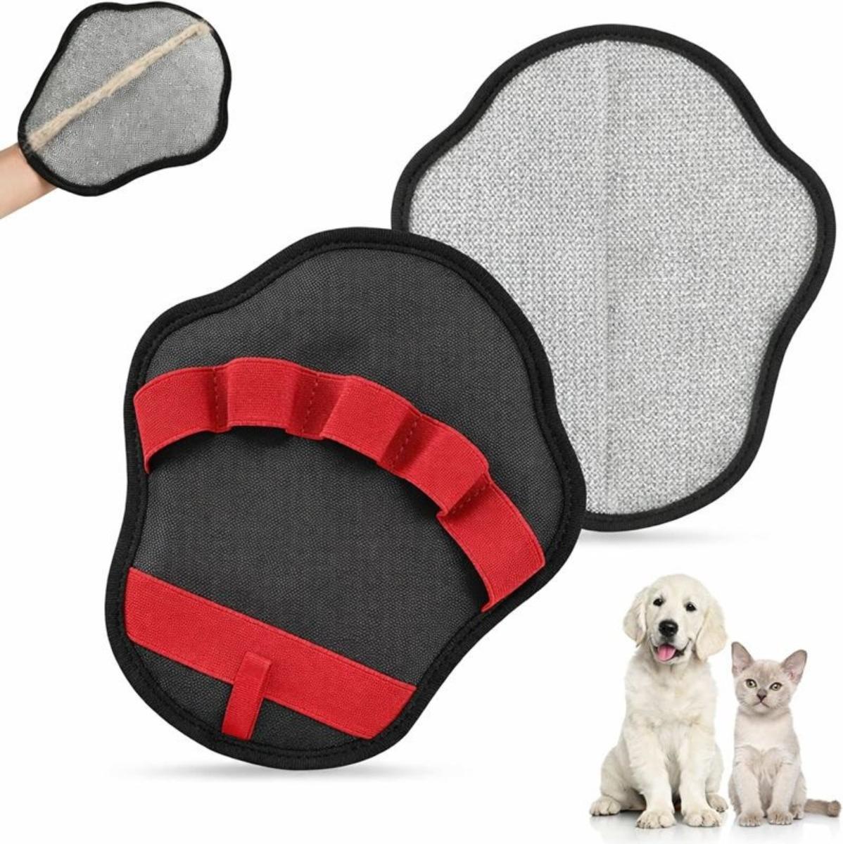 INF Roter Oval Tierhaarentfernungshandschuh - Doppelseitiger Pflegehandschuh für Möbel & Haustiere 409845