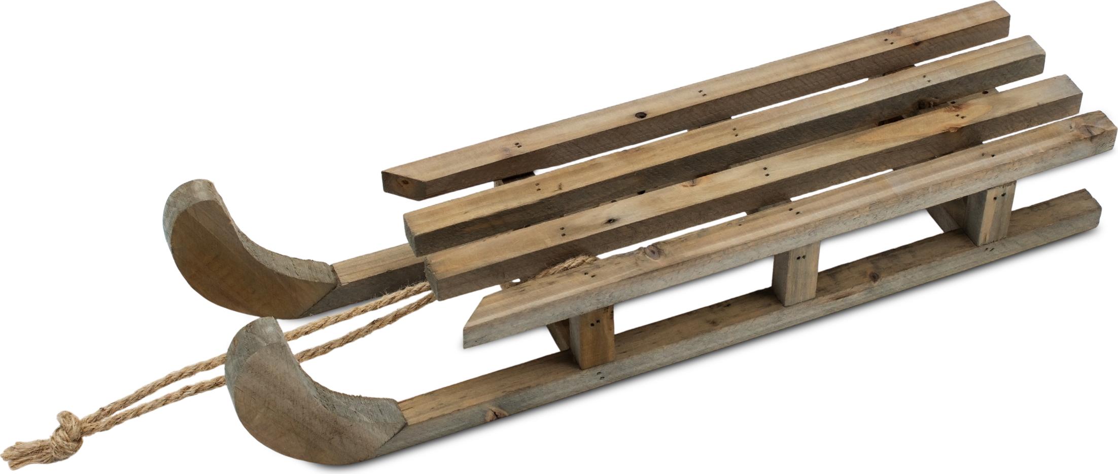 Spetebo Dekoschlitten aus Holz natur mit Seil - 46 x 12 cm - Deko Holzschlitten mit Naturkordel zum Basteln und Dekorieren