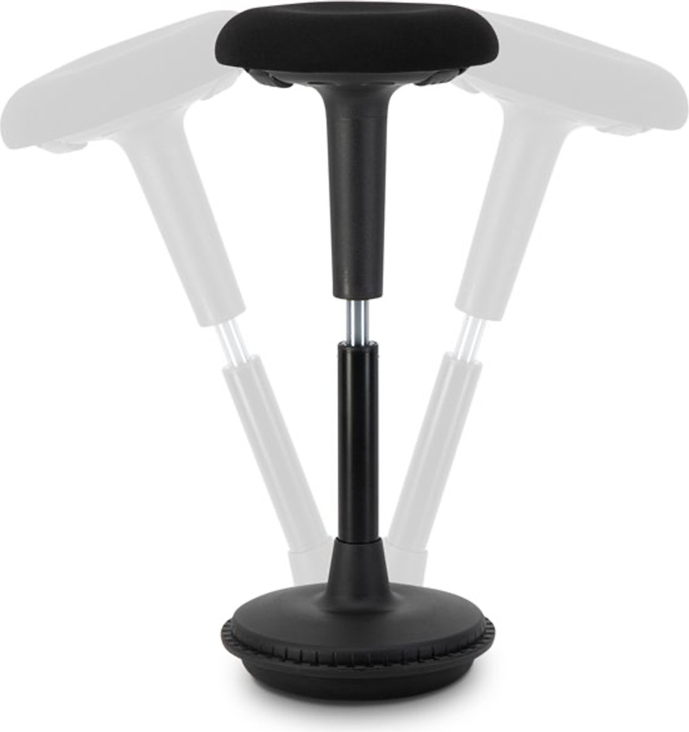 Wobblez Wobble Wackelhocker - Ergonomischer Hocker für aktives Sitzen - Höhenverstellbar Stuhl - 63 cm bis 83 cm - Schwarzer Sitz - Schwarzes Gestell